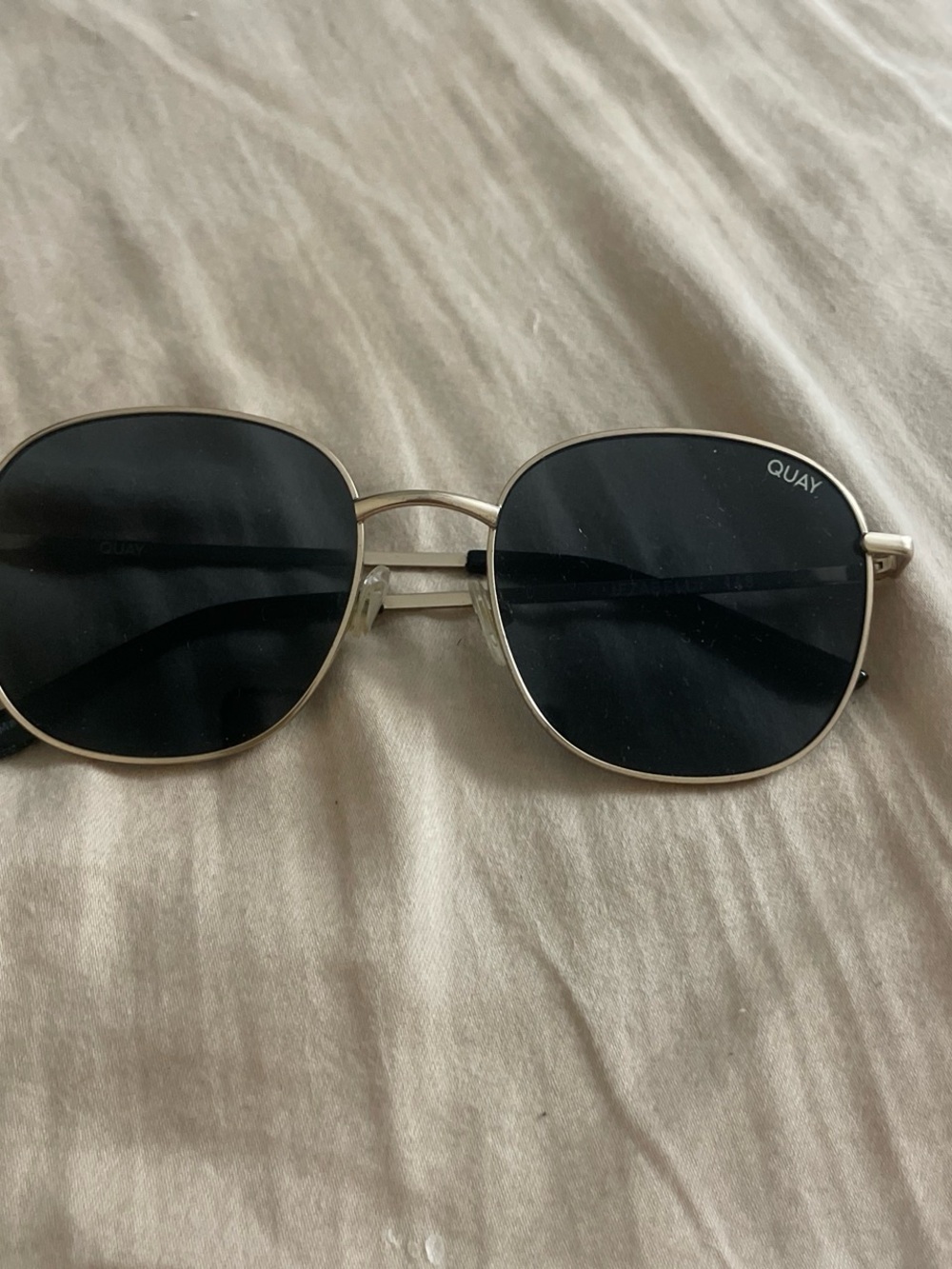 Quay Australia Gold Frame Black Lens Sunglasses - Square Women's Shades